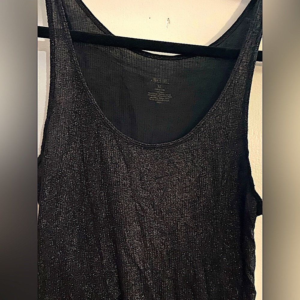 Jennifer Lopez Black Shiny Glitter Tank Top Medium